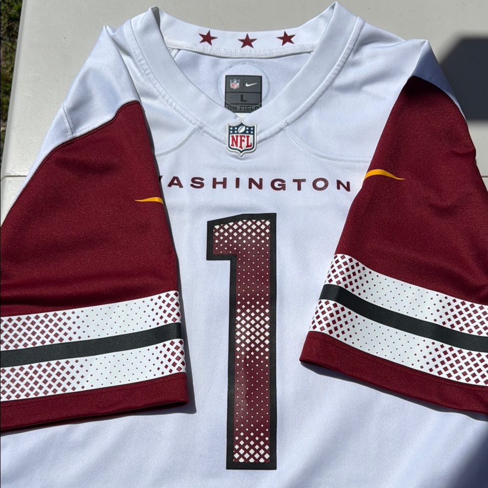 Men's L White Washington Commanders Jahan Dotson Jersey - Picture 2 of 6